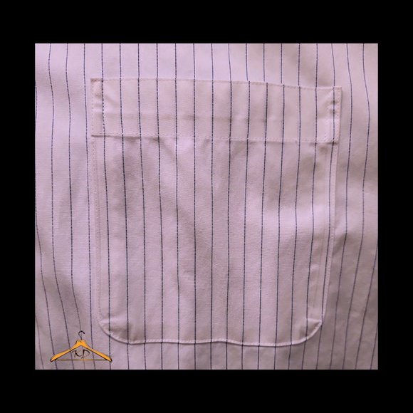 Jos. A. Bank Dress Shirt - 17.5x35, White w/Blue Stripes, Button Down Collar - Picture 6 of 8